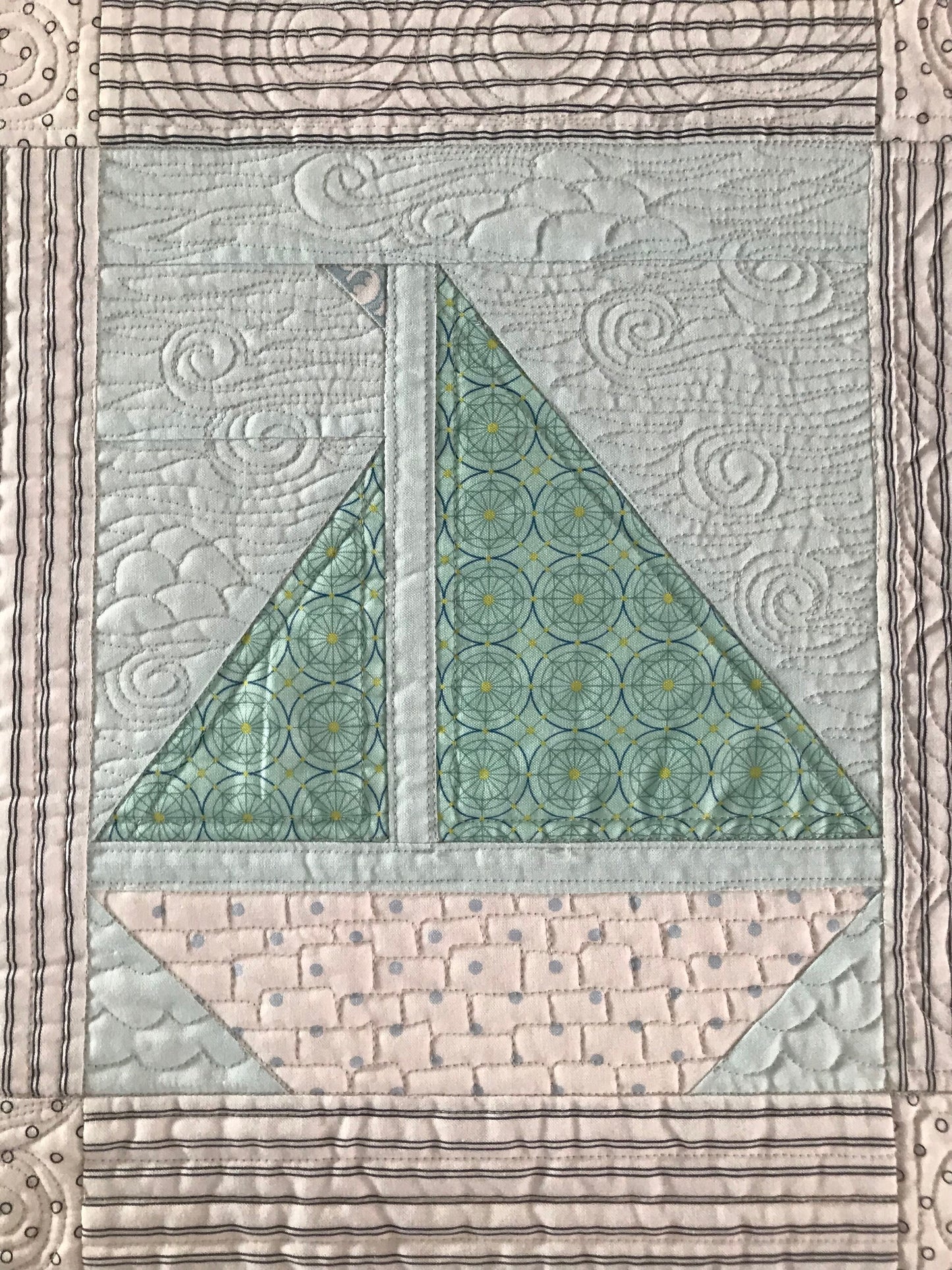 Handmade Baby Quilt - Sailboat Baby Blanket - Designer Custom Heirloom - Handmade Nautical - Gender Neutral - Ready to Ship