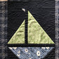 Sail On:  Navy Blue Sailboat Baby Quilt, Baby Blanket - Custom Designer Handmade Nautical - Gender Neutral - Ready to Ship