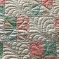 Handmade Baby Quilt - Baby Blanket, Adult Lap Quilt, Pink, Peach, Seafoam, Custom Quilted Hearts - Ready to Ship