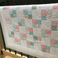 Handmade Baby Quilt - Baby Blanket, Adult Lap Quilt, Pink, Peach, Seafoam, Custom Quilted Hearts - Ready to Ship