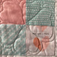 Handmade Baby Quilt - Baby Blanket, Adult Lap Quilt, Pink, Peach, Seafoam, Custom Quilted Hearts - Ready to Ship