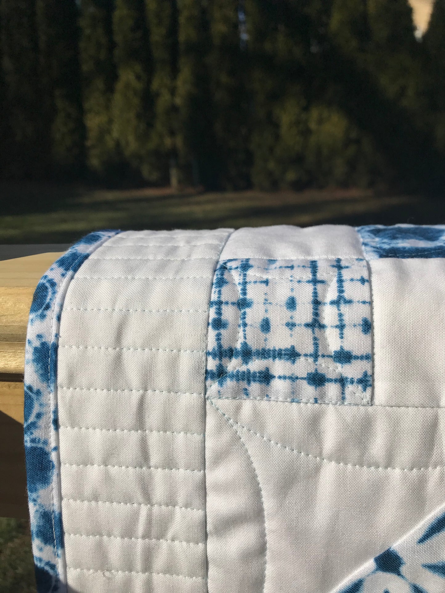 Handmade Baby Quilt or Adult Lap Quilt - Shibori Blue & White - Gender Neutral Quilt (36x36) Ready to Ship!