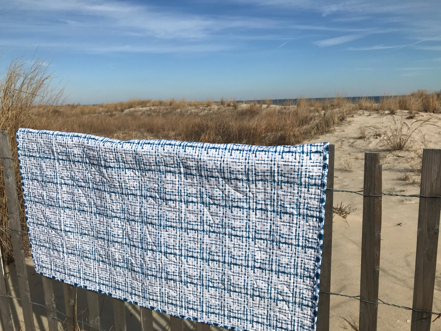 Handmade Baby Quilt or Adult Lap Quilt - Shibori Blue & White - Gender Neutral Quilt (36x36) Ready to Ship!