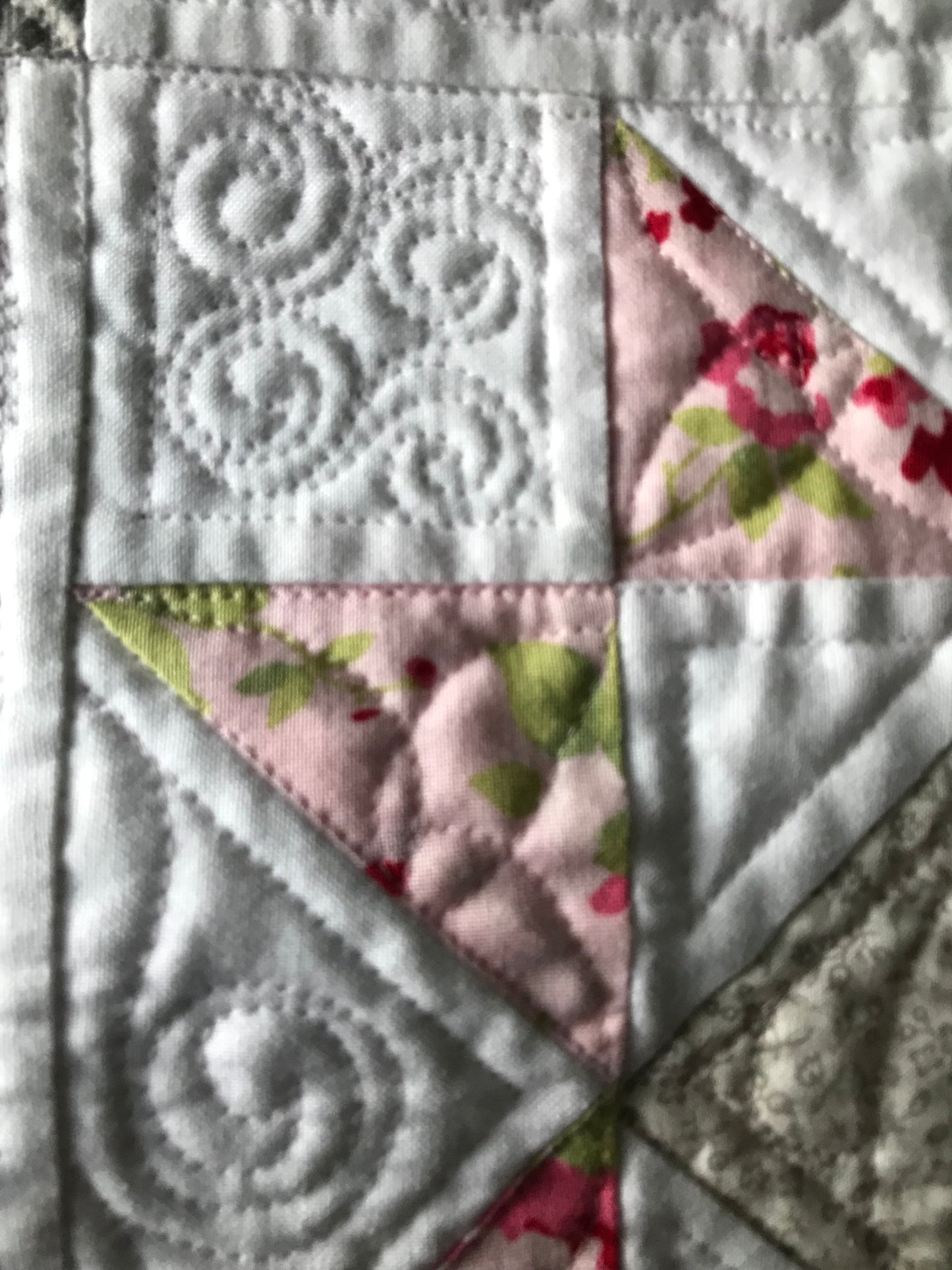 Baby Girl Quilt - Pink, Grey & White - Handmade Custom Heirloom Quality Baby Blanket - Ready to Ship