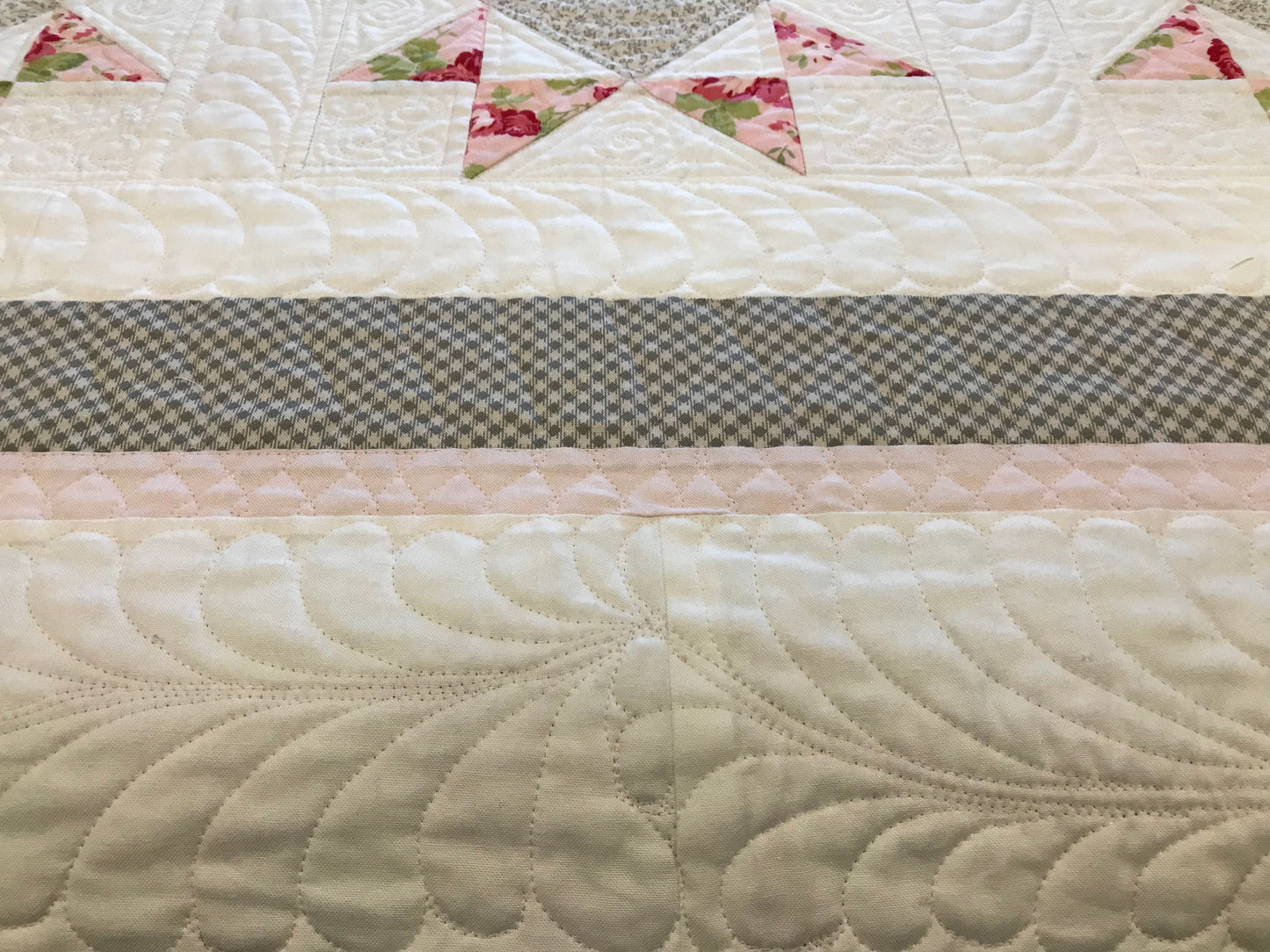 Baby Girl Quilt - Pink, Grey & White - Handmade Custom Heirloom Quality Baby Blanket - Ready to Ship