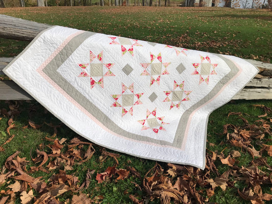 Baby Girl Quilt - Pink, Grey & White - Handmade Custom Heirloom Quality Baby Blanket - Ready to Ship