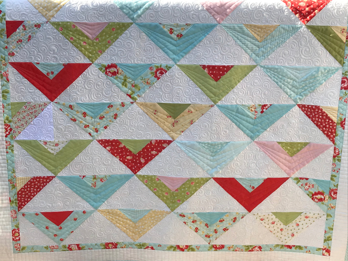 Vivian Rose:  Handmade Baby Quilt, Baby Blanket, Baby Girl Quilt, Adult Lap Quilt - Bright Colors, Custom Heirloom Quilt - Ready to Ship