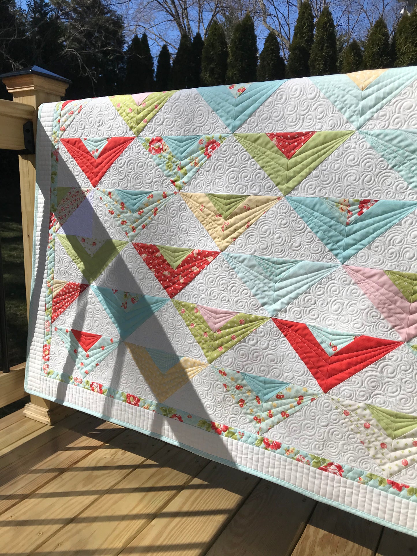 Vivian Rose:  Handmade Baby Quilt, Baby Blanket, Baby Girl Quilt, Adult Lap Quilt - Bright Colors, Custom Heirloom Quilt - Ready to Ship